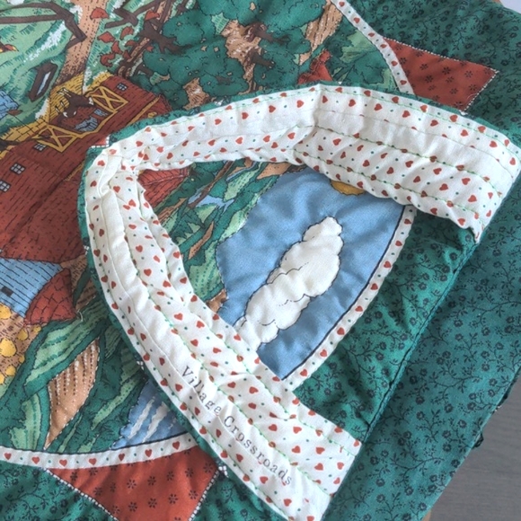 Handmade Quilted Farmhouse Horses Sheep Sky Tote with Hearts Handle - Picture 6 of 7